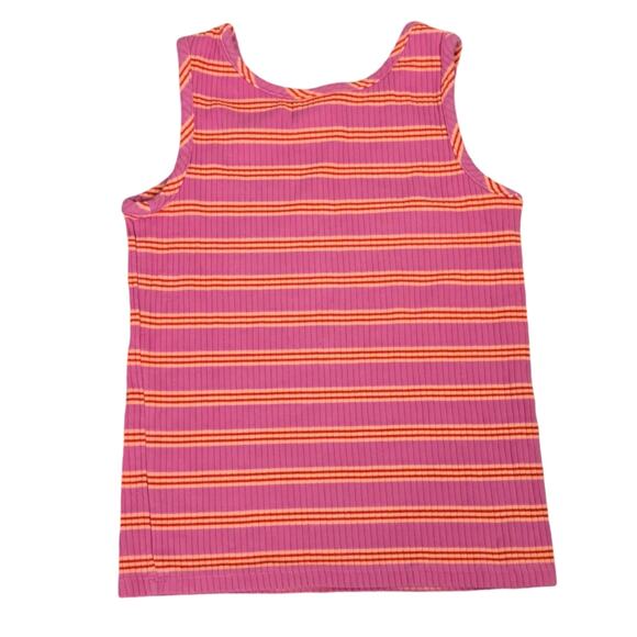 Hanna Andersson Ribbed Pink And Orange Striped Tank Top Size 10 - Picture 5 of 5